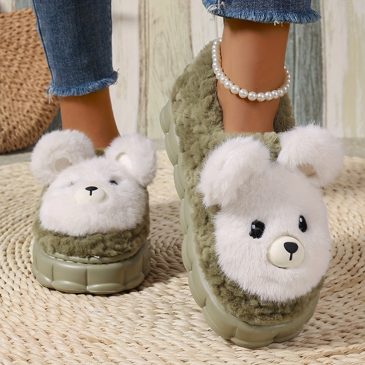 Women's Cartoon Plush Slippers with EVA Sole, Sweet Style Animal Print, All-Season Comfortable Home Slippers, Hand Washable Fabric Insole and Upper - For Women - Cozy & Cute - Perfect Gift for Birthday & Holidays